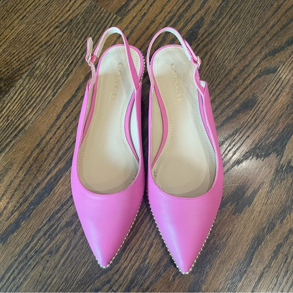 Coach Pink Leather Slingback Flats - Picture 4 of 11